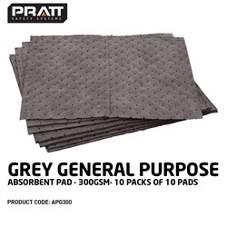 Grey General Purpose Absorbent Pad - 300gsm PK/10