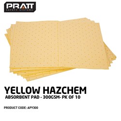 Yellow Hazchem Absorbent Pad - 300gsm PK/10
