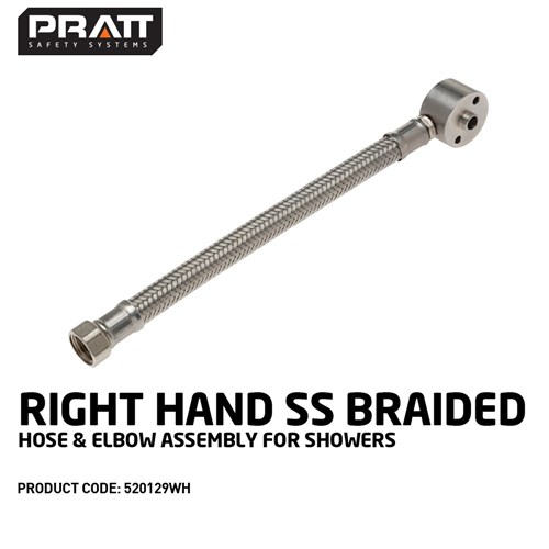 Right Hand SS Braided Hose & Elbow Assembly  For Showers